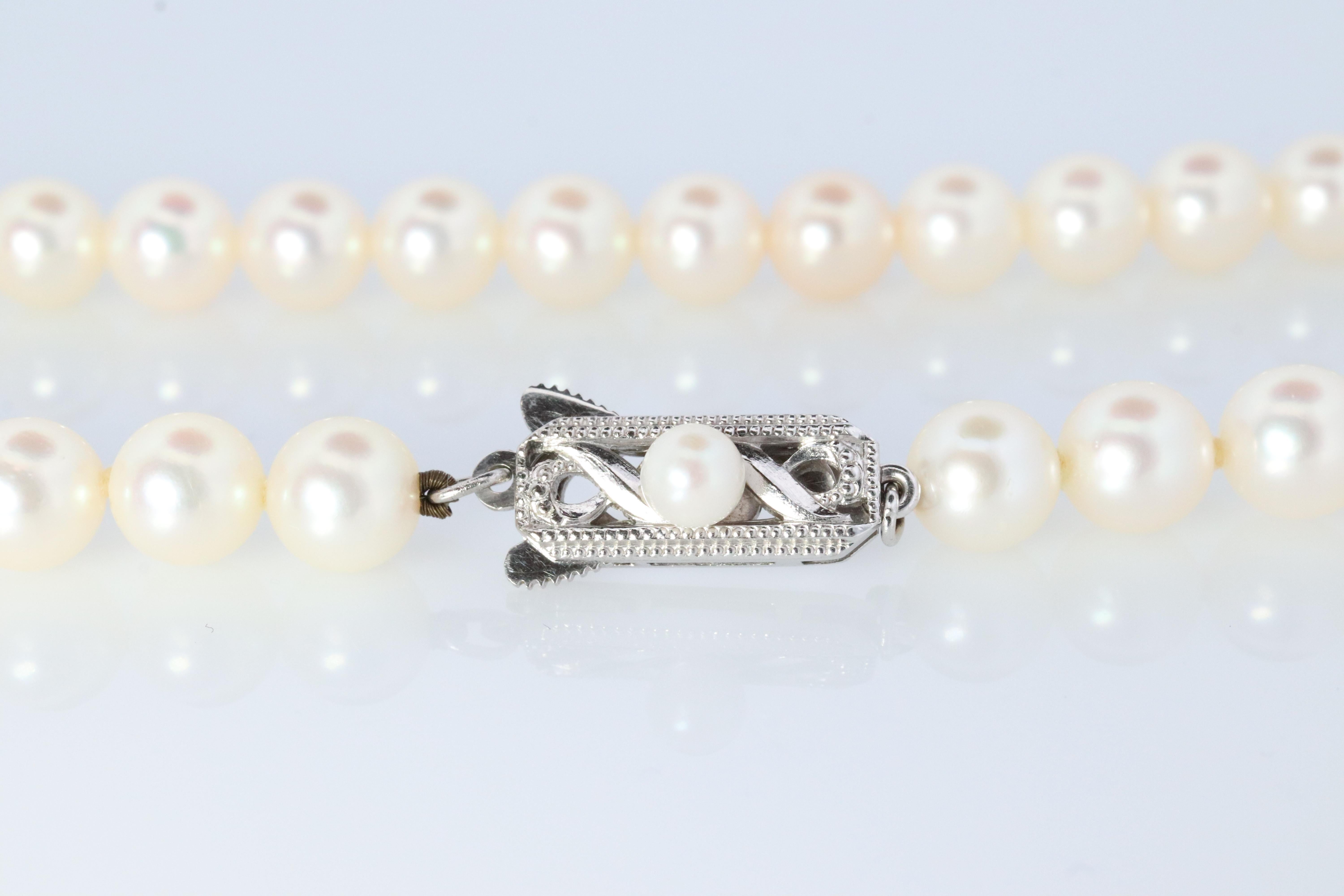 MIKIMOTO 14k Weißgold Perlenkette. 7mm Perlen Halskette. Mikimoto 4