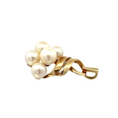 Mikimoto 14K Yellow Gold Pearl Cluster Pendant