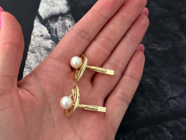Boutons De Manchette Mikimoto Vintage – Or 14K, Perles Cultivées, Boîte D'origine