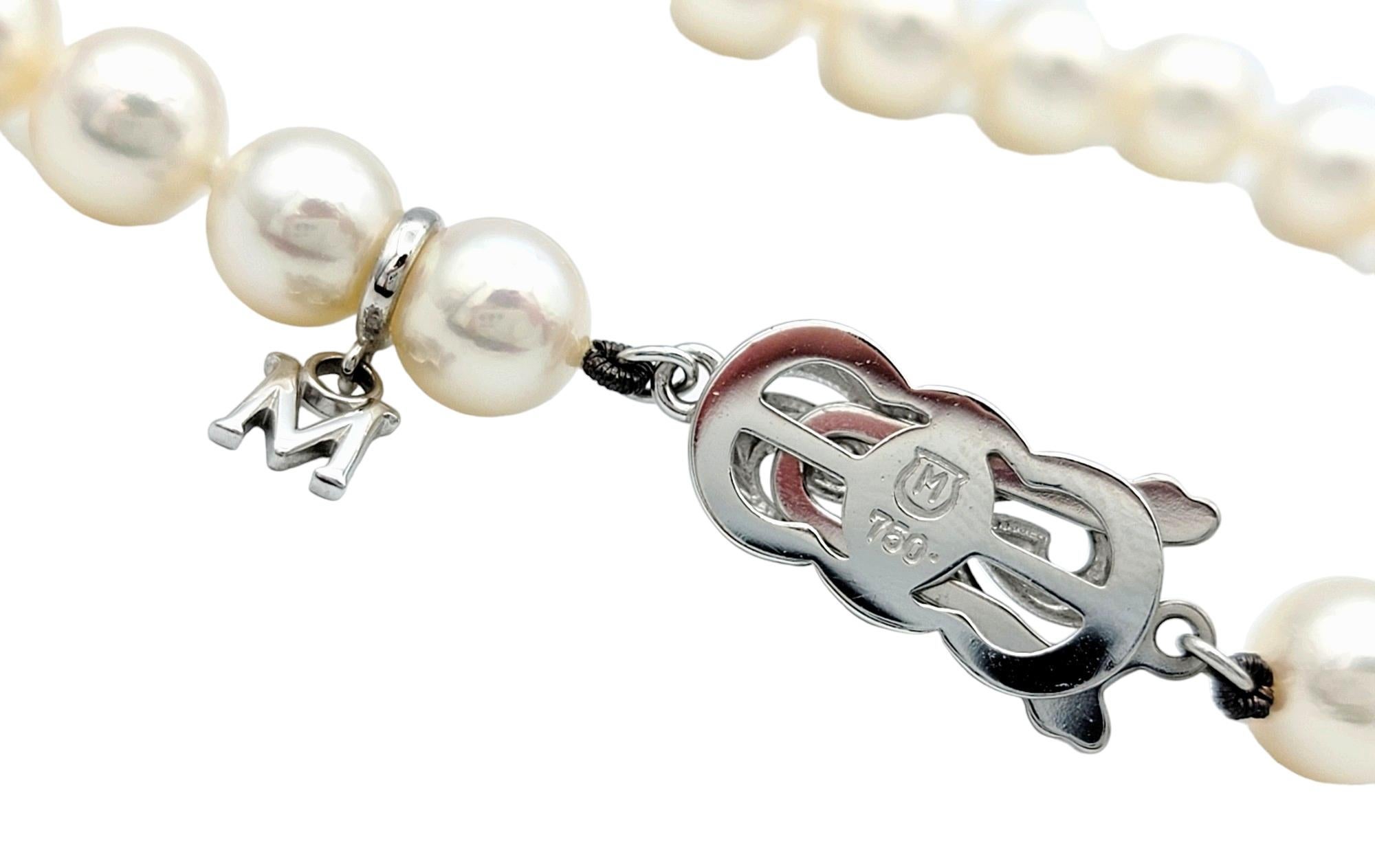 Mikimoto Collier de perles Akoya de 16 pouces avec fermoir en or blanc 18 carats Pour femmes en vente