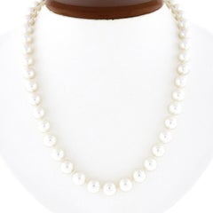 Mikimoto Fine Pearl Strand Necklace & 18K Gold Blue Enamel Clasp