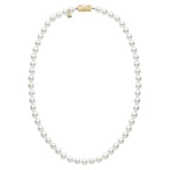 Mikimoto Akoya Cultured Pearl Strand 18k Yellow Gold Clasp Necklace U801181K