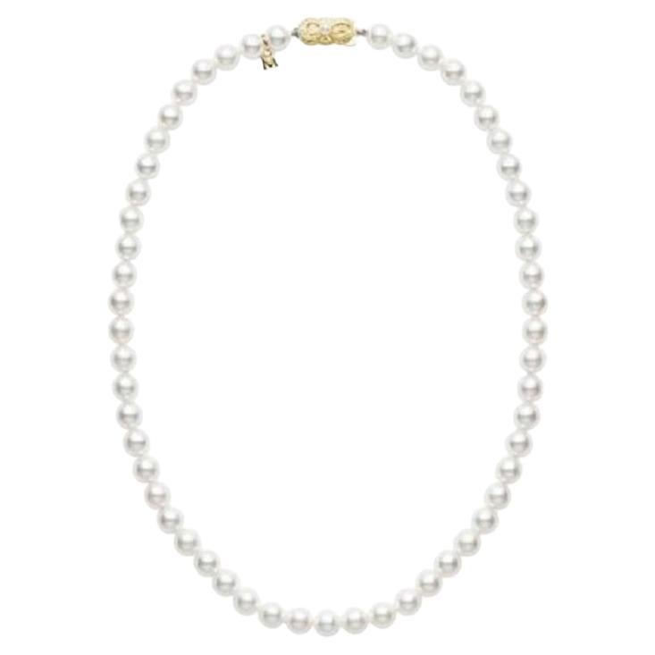 Necklace, Round White Freshwater Pearl Strand, 7.5-8mm, 17.5, 18KY 
