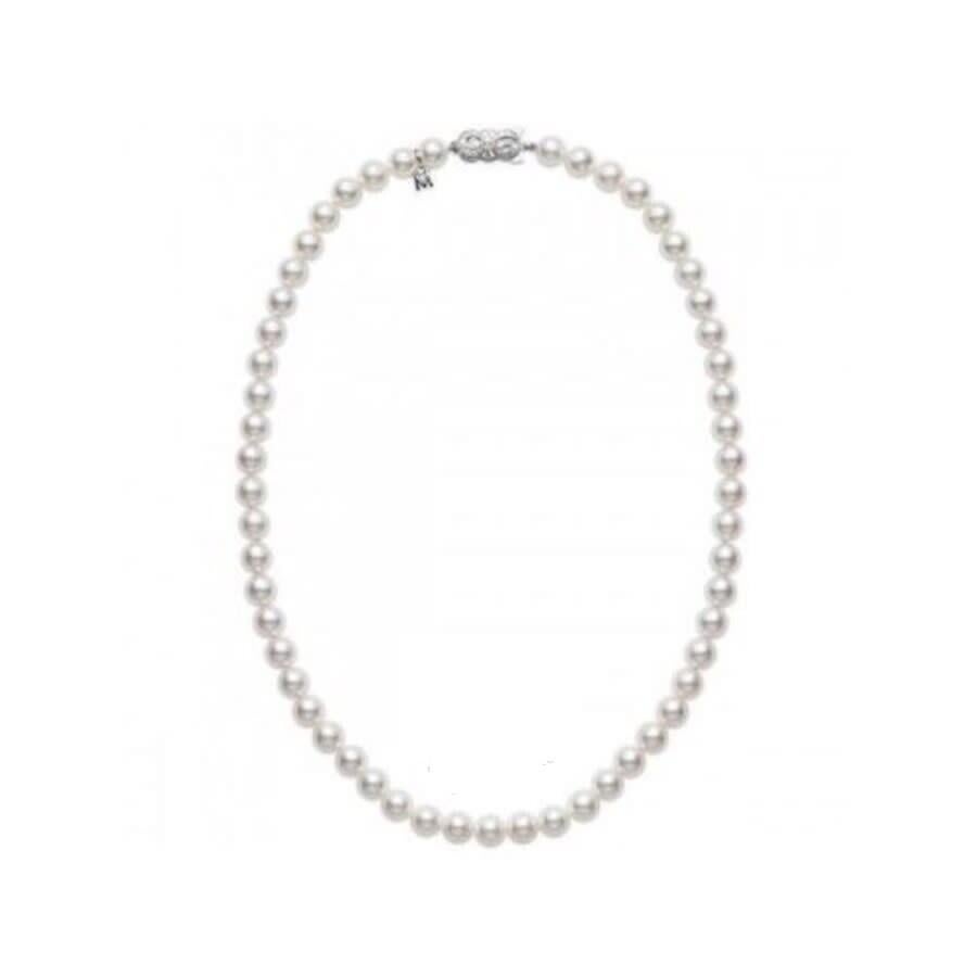 Mikimoto Akoya Pearl Strand 18k White Gold Grade a Necklace U85118W In New Condition For Sale In Wilmington, DE