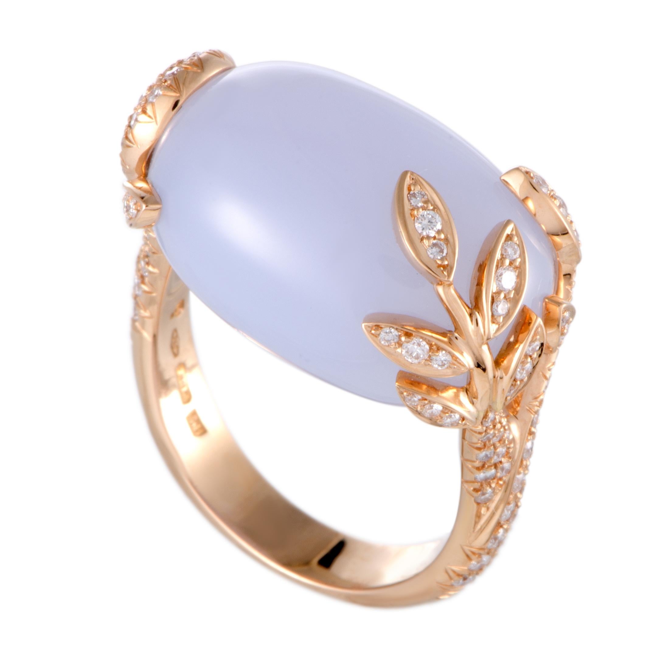 Mikimoto 18 Karat Rose Gold Diamond and Chalcedony Ring