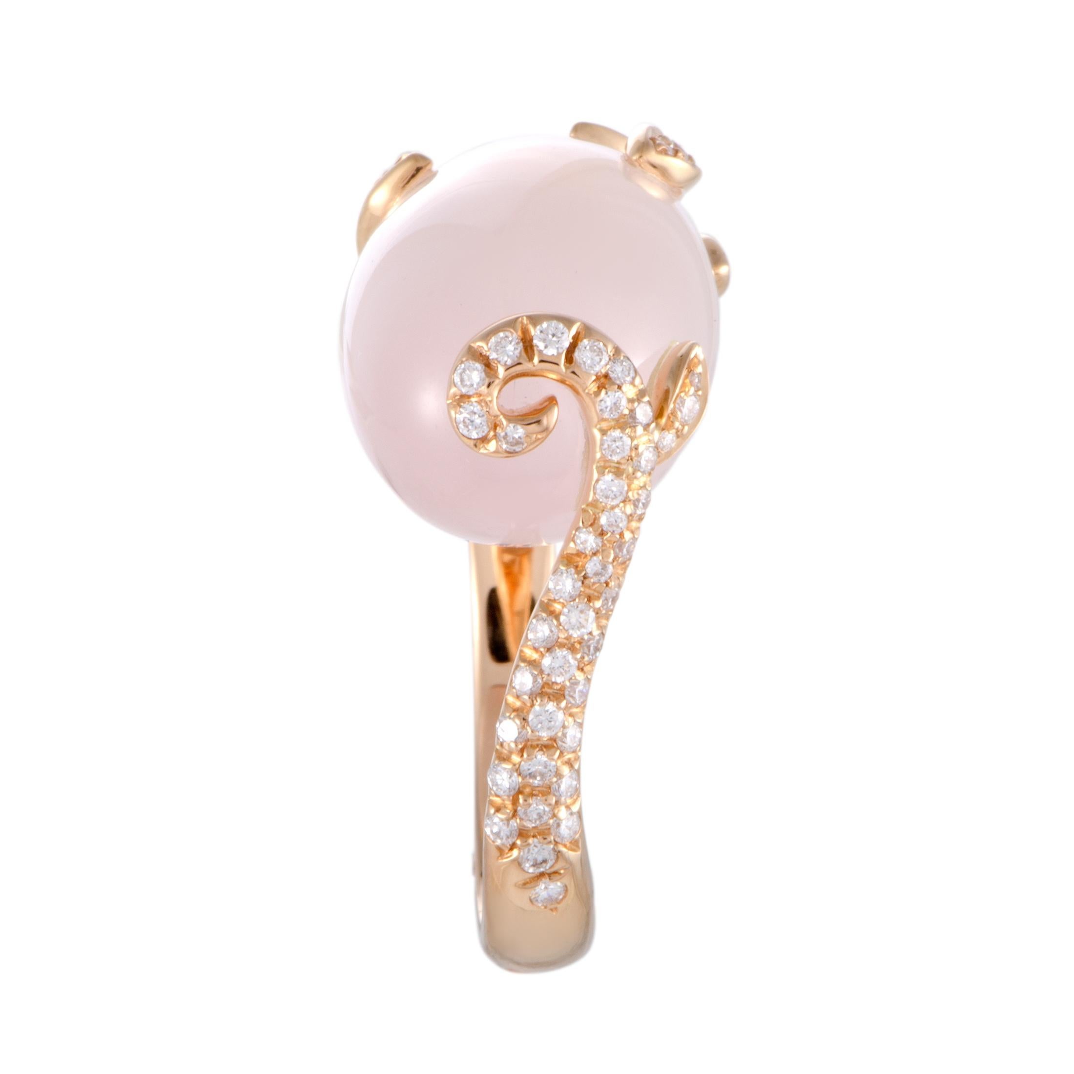 Mikimoto 18 Karat Rose Gold Diamond and Pink Quartz Ring 1
