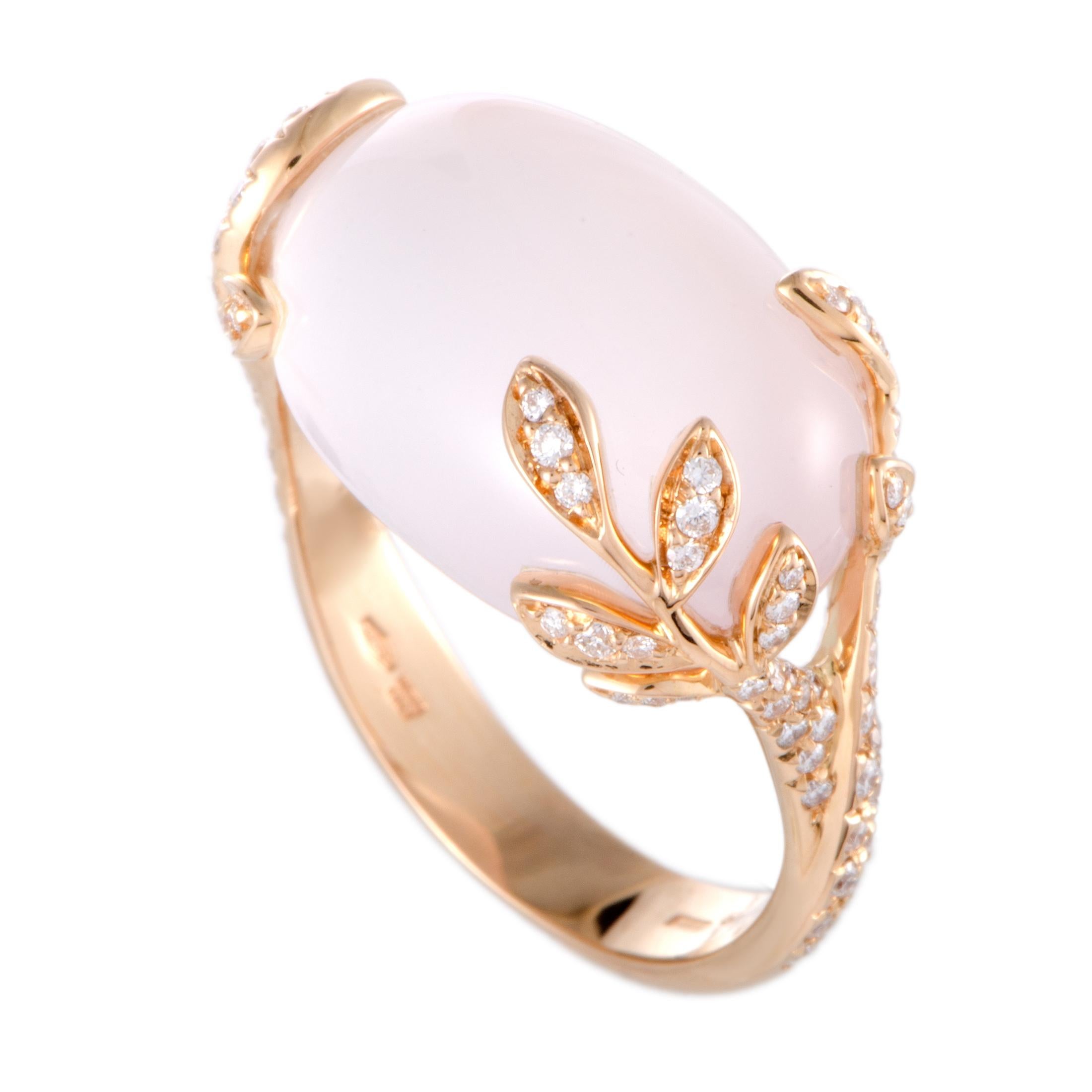 Mikimoto 18 Karat Rose Gold Diamond and Pink Quartz Ring