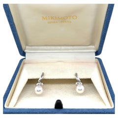Mikimoto, 18 Karat White Gold and Cultured Pearl Earrings