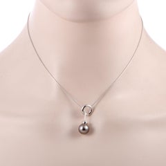 Mikimoto 18 Karat White Gold Black Pearl Lariat Necklace