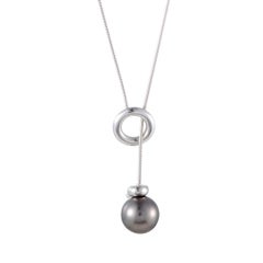 Mikimoto 18 Karat White Gold Black Pearl Lariat Necklace