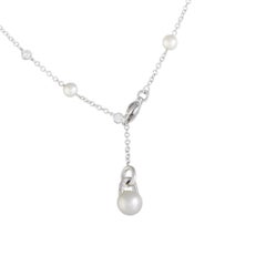 Mikimoto 18 Karat White Gold Diamond and Akoya Pearls Drop Pendant Choker