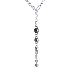 Mikimoto 18 Karat White Gold Diamond and Black and White Pearls Drop