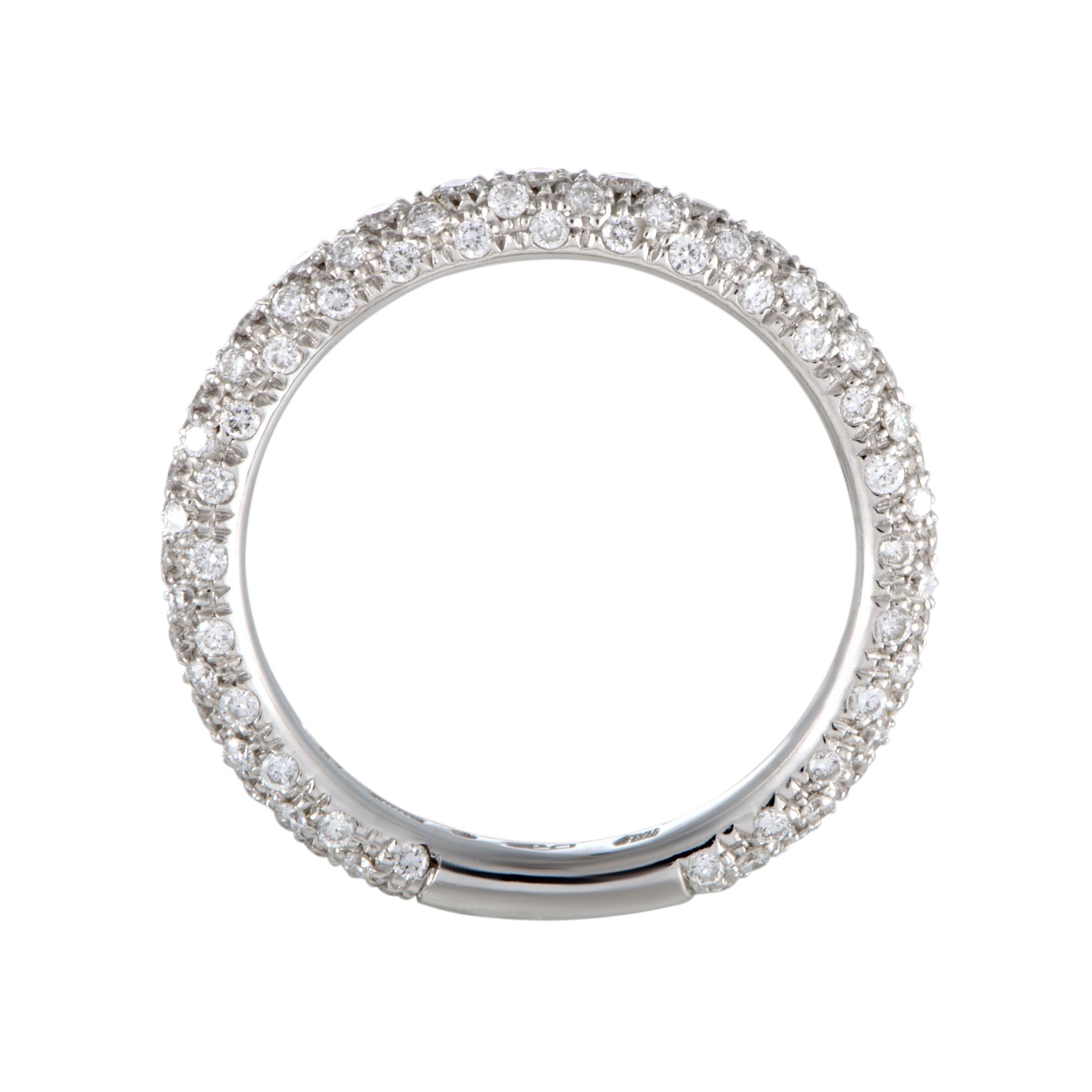 Women's Mikimoto 18 Karat White Gold Diamond Band Ring