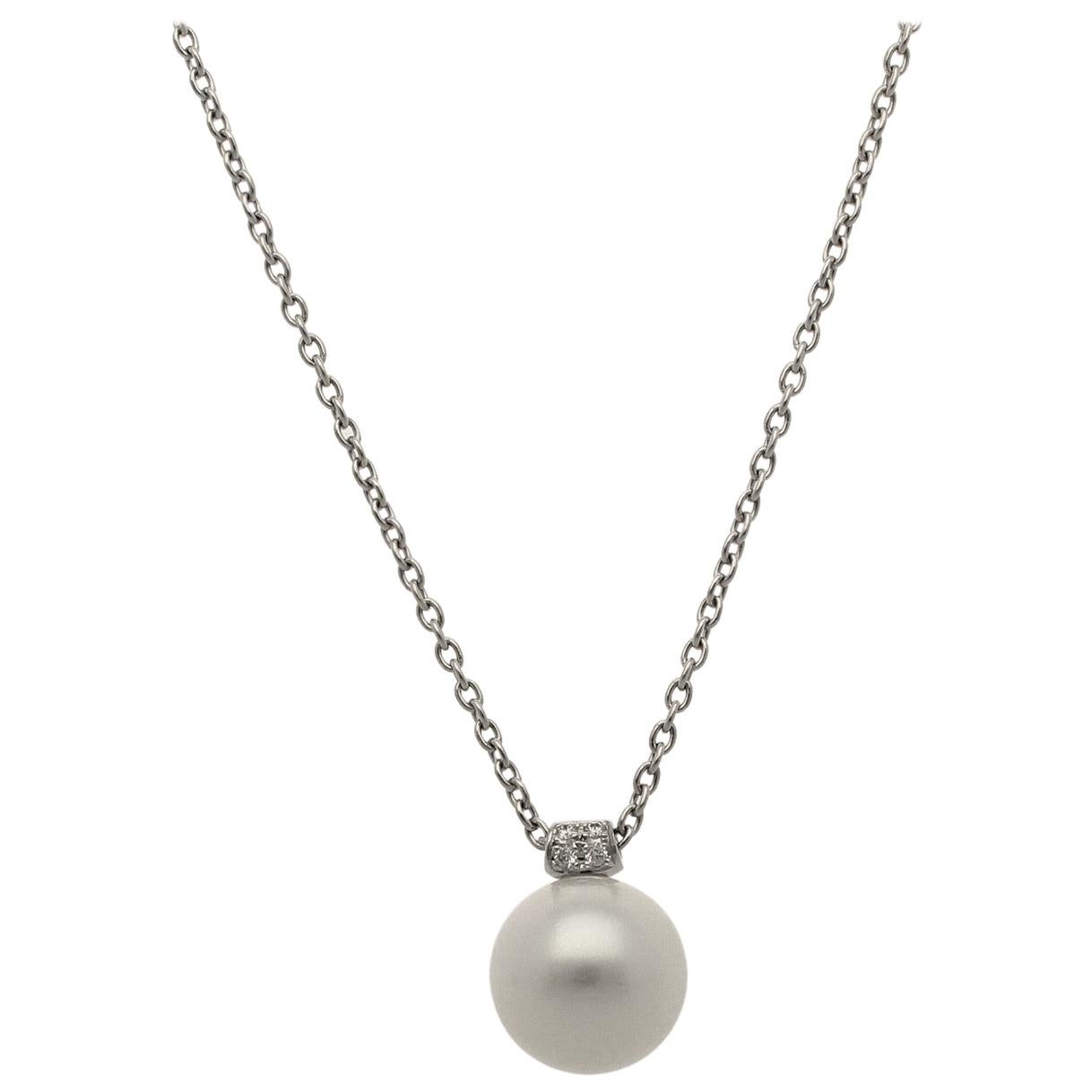 Mikimoto 18 Karat White Gold White South Sea Pearl Pendant For Sale