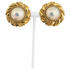 Mikimoto 18 Karat Yellow Gold and 15mm Mabe Pearls Earclips