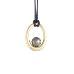 Mikimoto 18 Karat Yellow Gold Black Pearl Pendant Cord Necklace