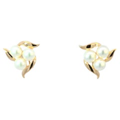 Pendientes de perlas Mikimoto de oro amarillo de 18 quilates