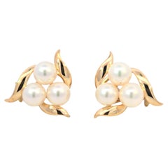 Mikimoto 18 Karat Yellow Gold Pearl Earrings