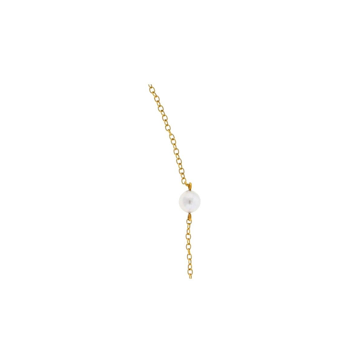 Mikimoto 18 Karat Yellow Gold with White Akoyo Cultured Pearls Station Necklace 4