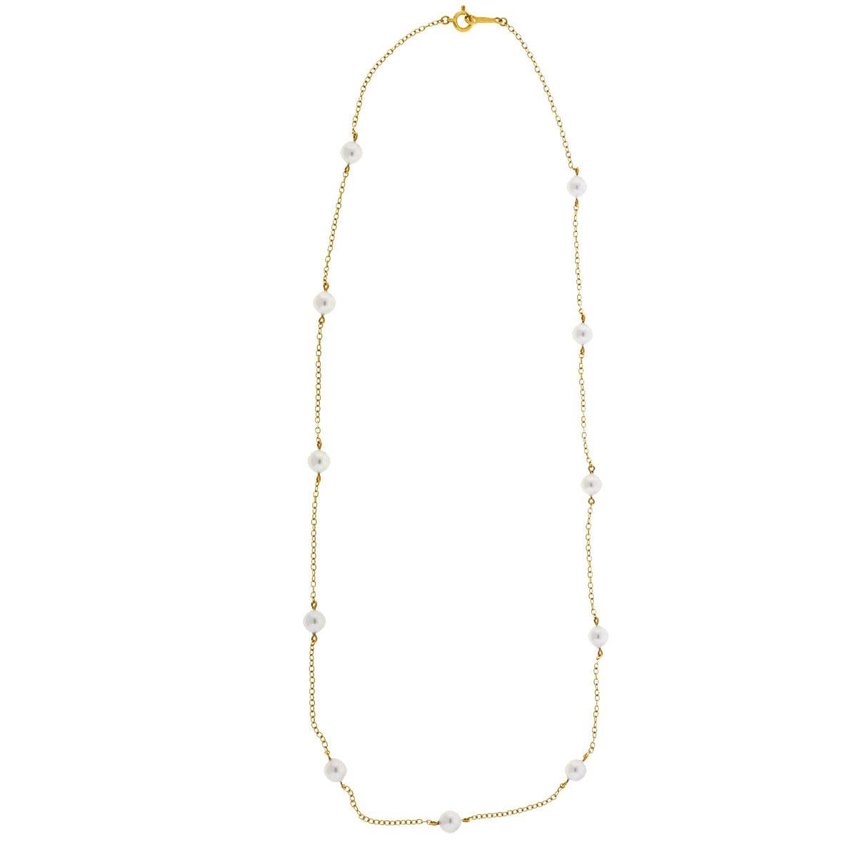 Company-MikiMoto
Style-White Akoyo Cultured Pearls Station Necklace
Metal-18k Yellow Gold
Chain Length-17