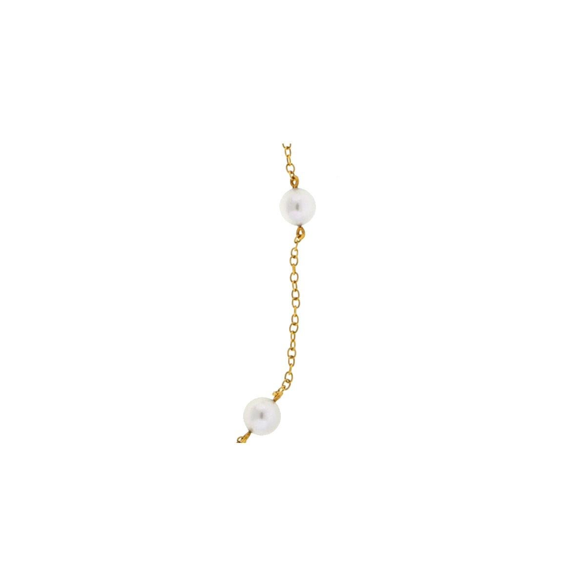Mikimoto 18 Karat Yellow Gold with White Akoyo Cultured Pearls Station Necklace 1