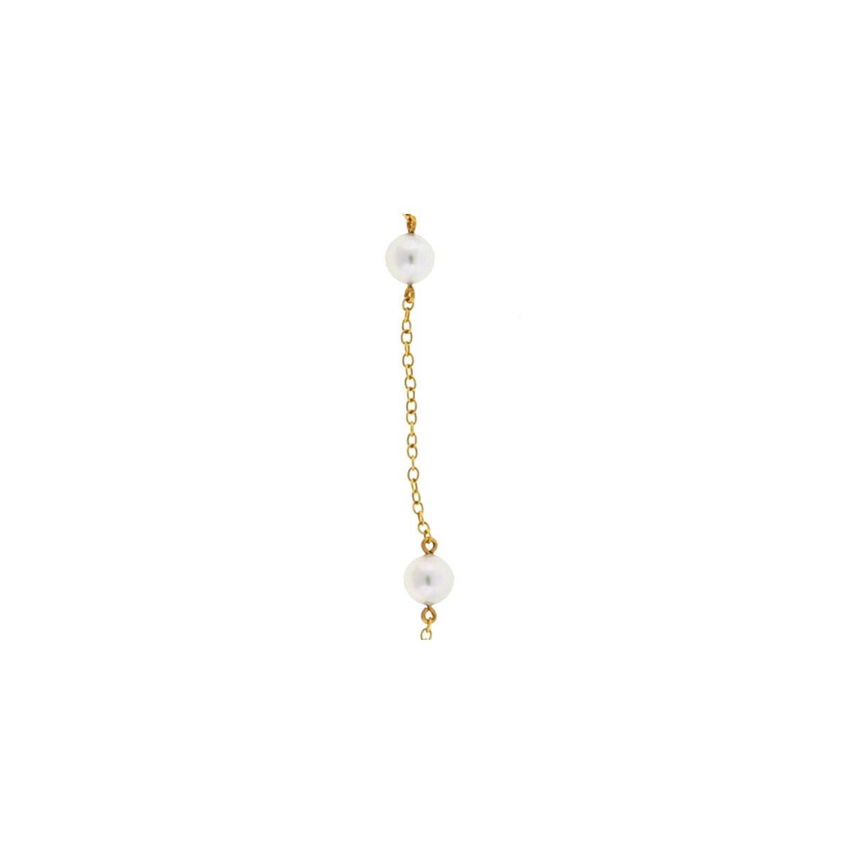 Mikimoto 18 Karat Yellow Gold with White Akoyo Cultured Pearls Station Necklace 2