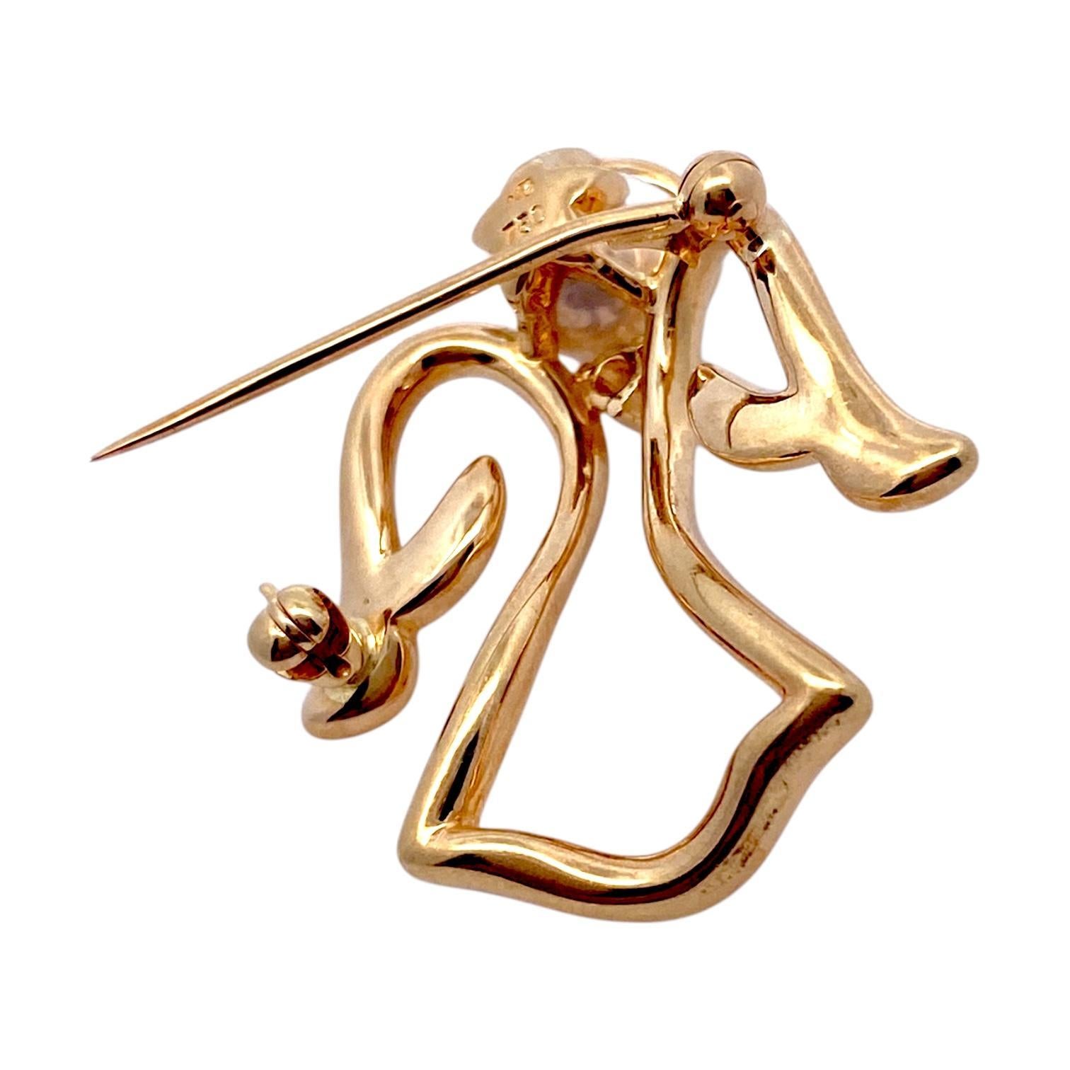 Mikimoto 18K Gold Akoya Pearl and Diamond Angel Pin Brooch For Sale 4