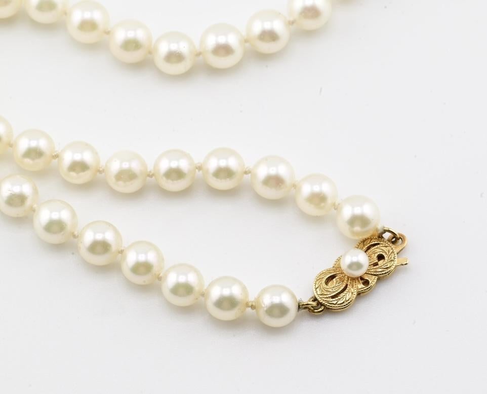 Femenino o masculino Mikimoto Collar de Perlas Akoya con Cierre de Oro de 18K 17