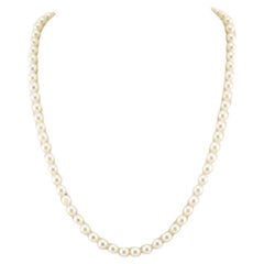 Mikimoto 18K Gold Clasp Akoya Pearl Necklace 17” 5–5.5mm 15.37g