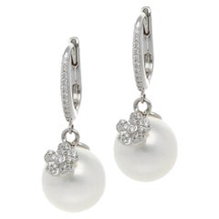 Mikimoto 18 Karat White Gold White South Sea Pearl Flower Earrings