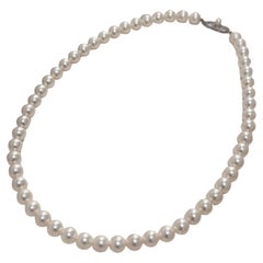Mikimoto 18K White Gold 7.5 - 8.0 mm Akoya Pearl Strand Necklace