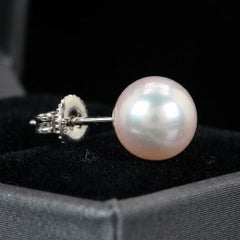 Pendientes de botón Mikimoto de oro blanco de 18k con perlas cultivadas Akoya de 8 mm