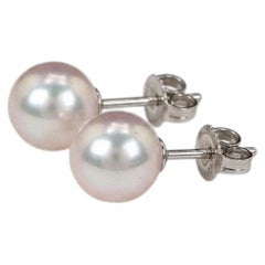 Pendientes de botón Mikimoto de oro blanco de 18k con perlas cultivadas Akoya de 8 mm