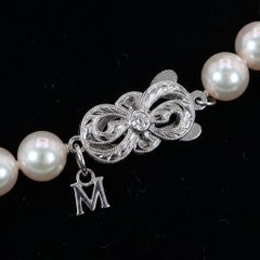 Mikimoto 18k White Gold Akoya Cultured Pearl Strand Necklace