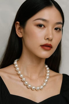 Mikimoto 18K White Gold Graduated South Sea Pearl Strand Diamond Necklace