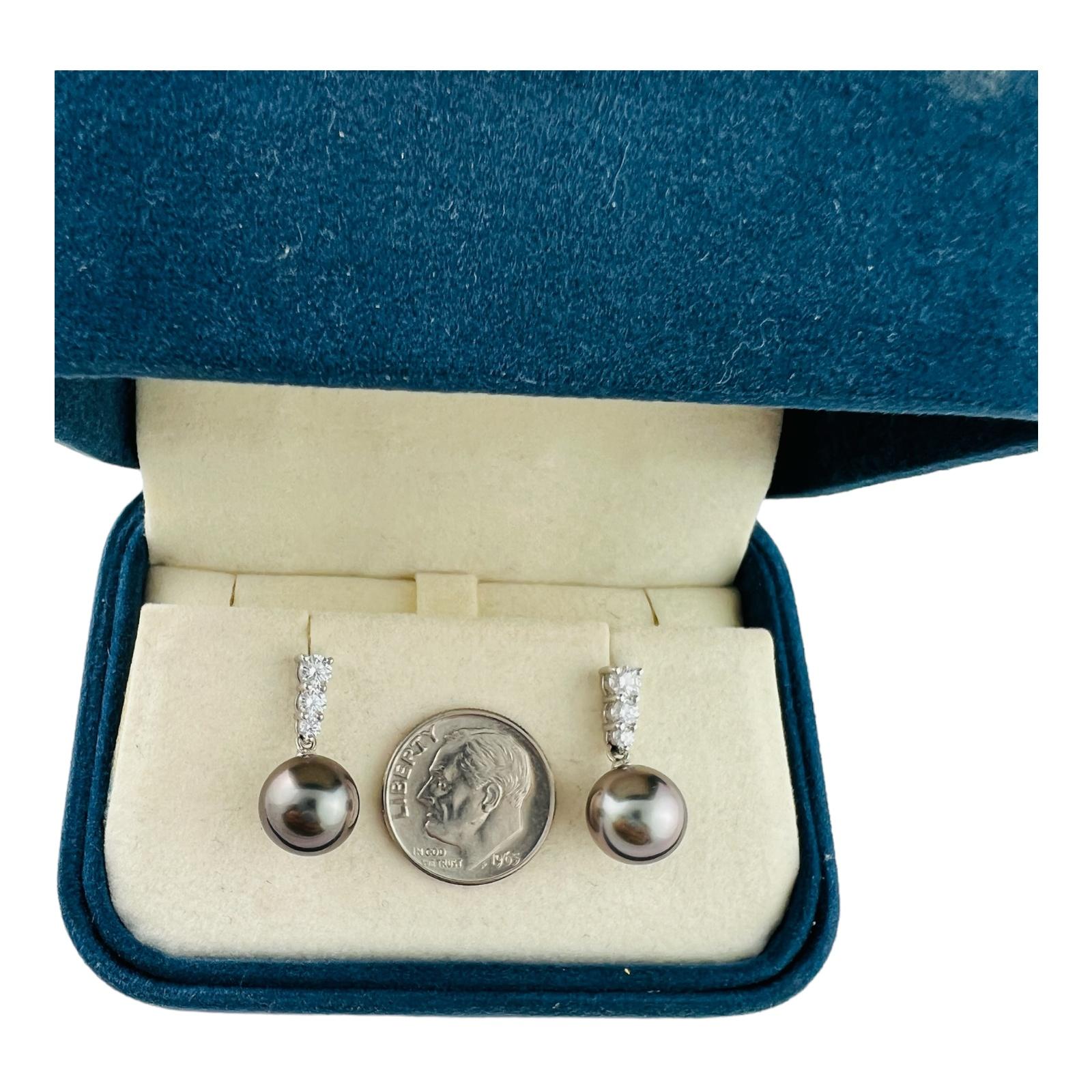 Mikimoto Boucles d'oreilles en goutte Morning Dew en or blanc 18 carats avec perles des mers du Sud noires et diamants 5