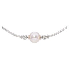 Mikimoto 18k White Gold Pearl and Diamond Necklace