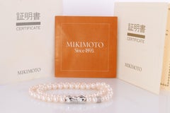MIKIMOTO 18k Weißgold Perlenkette. 8mm Perlen Halskette. Zertifizierter Mikimoto