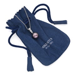 Mikimoto 18k White Gold Tahitian Pearl and Diamond Necklace