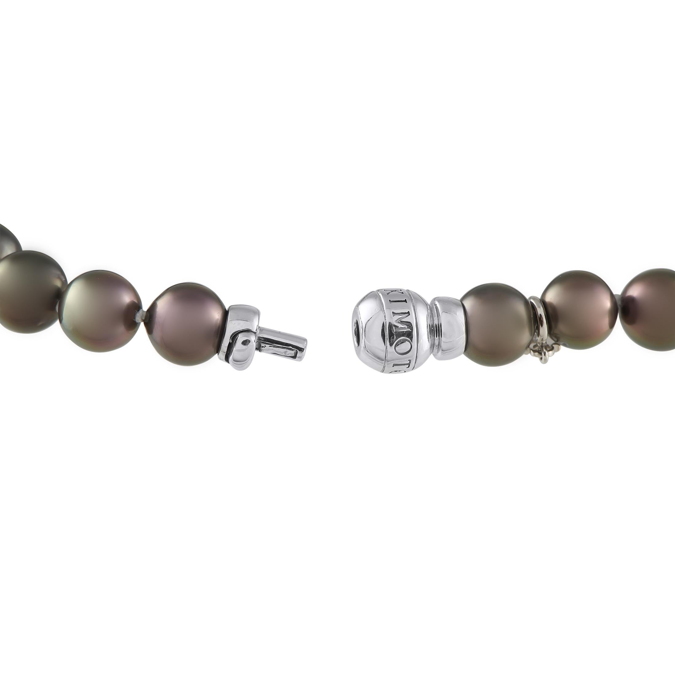 Mixed Cut Mikimoto 18K White Gold Tahitian Pearl Necklace For Sale