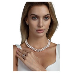 MIKIMOTO 18K White Pearl 2-Strand Diamond Necklace