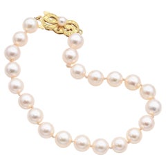 Mikimoto 18K Yellow Gold 7mm Pearl Beaded Strand Bracelet
