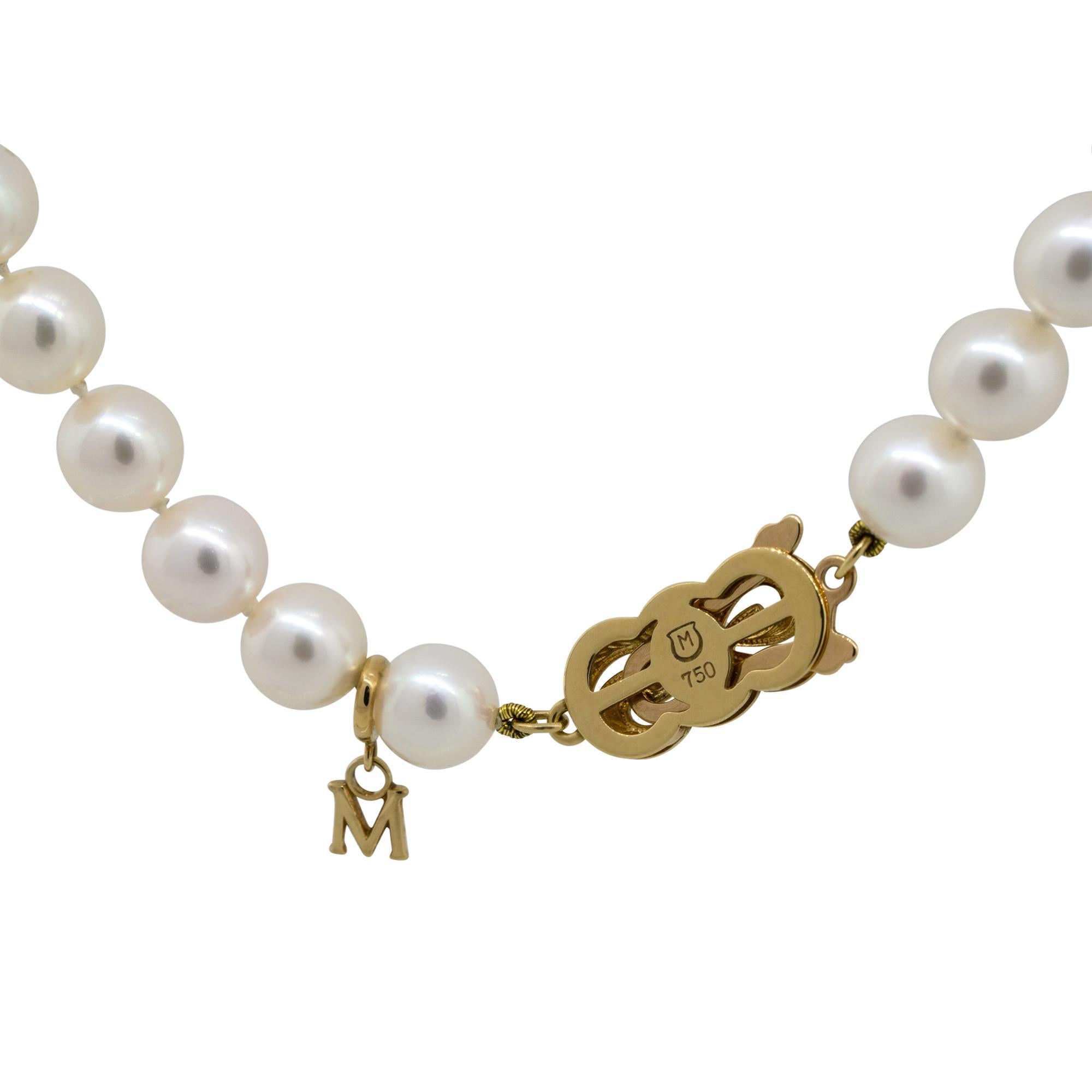Women's Mikimoto 18k Yellow Gold Pearl Strand Necklace