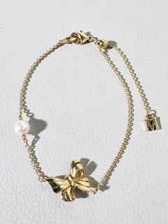 Mikimoto 18k Yellow Gold Akoya Pearl Bow Bracelet