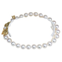 Mikimoto Bracciale di perle Akoya in oro giallo 18 carati, set completo - perle da 6,5 mm, 7,5".