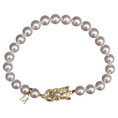 Mikimoto 18K Yellow Gold Akoya Pearl Bracelet Full Set– 6.5mm Pearls, 7 1/2”