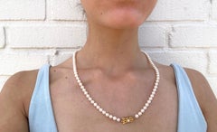 Mikimoto 18K Yellow Gold and Pearl Necklace with Tag