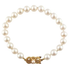 Mikimoto 18K Yellow Gold Cultured Pearl Bracelet 7.5mm #14918