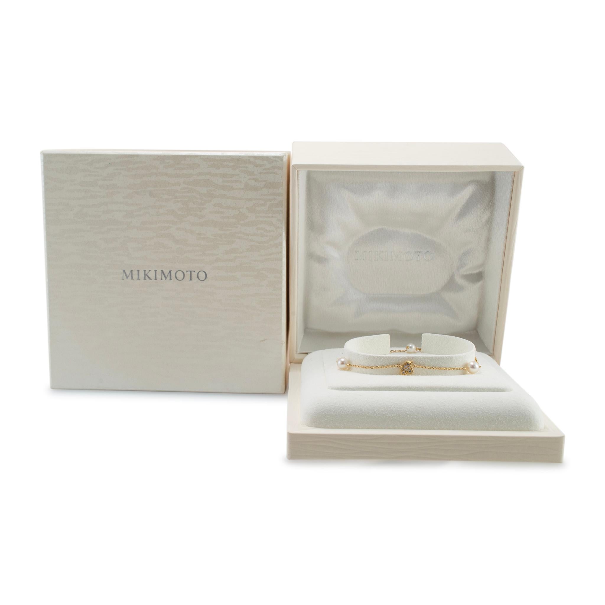 Mikimoto Pulsera de oro amarillo de 18 quilates con diamantes y perlas Akoya en venta 2