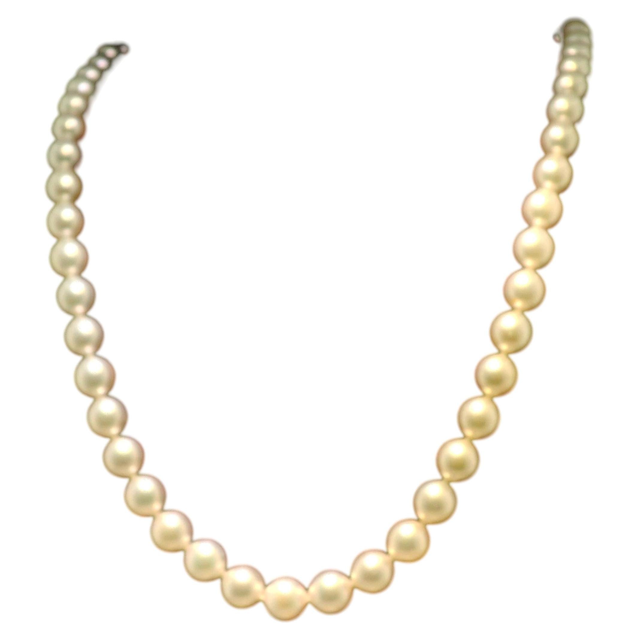 Collana di perle Mikimoto in oro giallo 18 carati di seconda mano